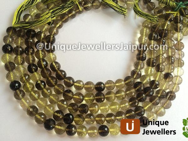 Bi Lemon Quartz Faceted Round Beads